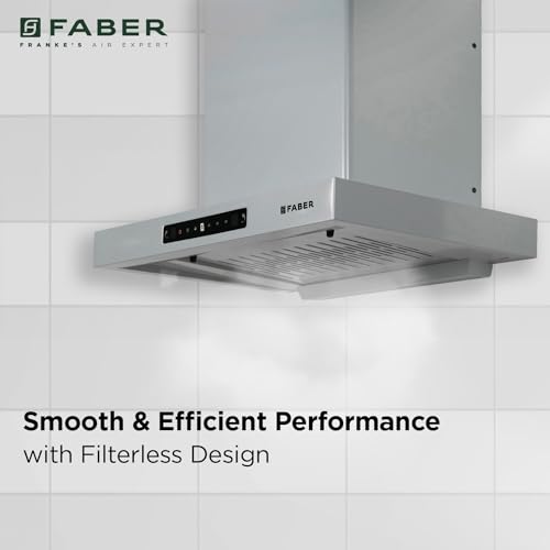 Faber 60cm 1150 m³/hr Autoclean T-Shape Kitchen Chimney | Matt Grey Finish | Filterless | Touch & Gesture Control | 8Yr Warranty on Motor 2Yr Comprehensive by Faber | HOOD GRACY IN HC SC FL L