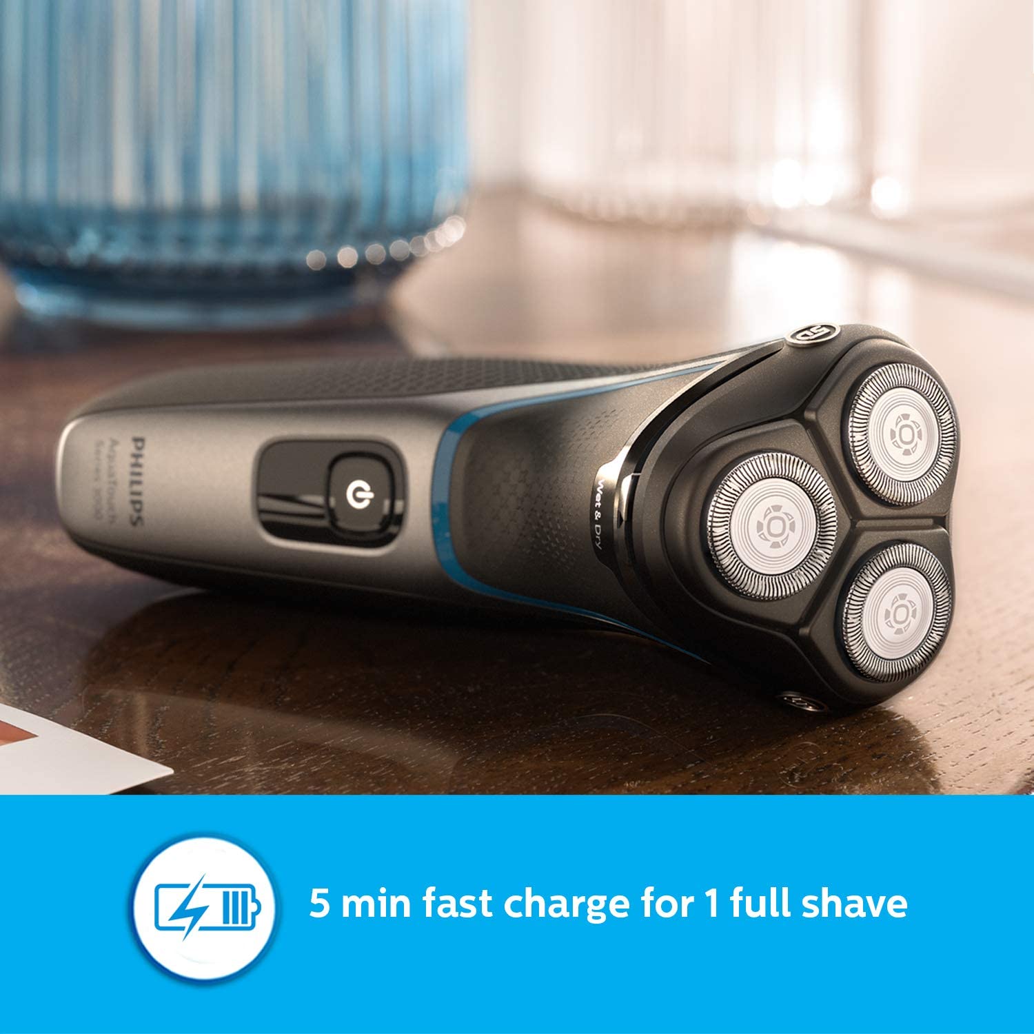 Philips Cordless Electric Shaver S3122/55, 5D Pivot & Flex Heads, 27 Comfort Cut Blades, Fast Charge, Up to 55 Min of Shaving
