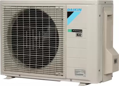 Daikin FTHT35XV16 outdoor unit with fan grille, inverter and R32 labels