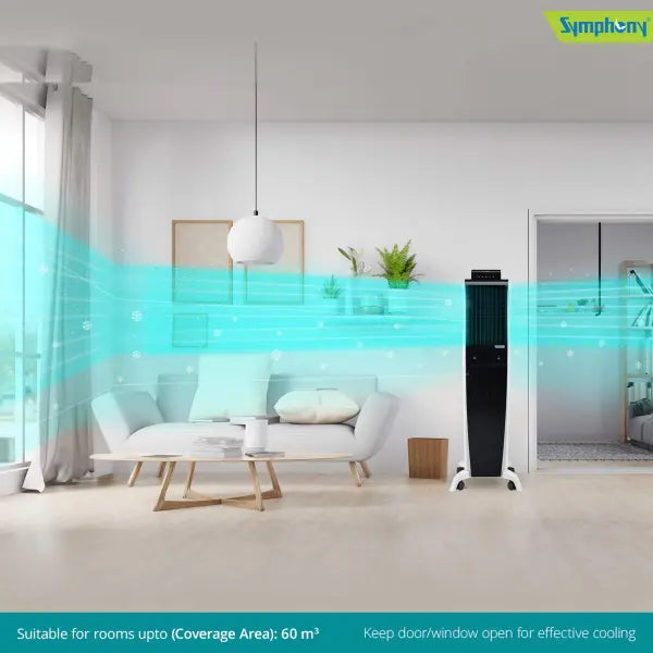 Symphony Diet 3D 55i+ Air Cooler For Home with 3-Side Honeycomb Pads, Magnetic Remote