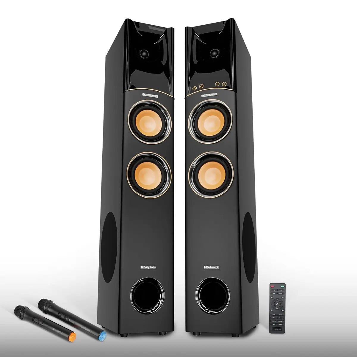 ZEBRONICS Octave Dolby Tower Speaker with 340W RMS Power, Wireless mic, Karaoke, 8” Subwoofer, 3 Way Design, HDMI ARC, Optical, Bluetooth 5.0, LED Display, Touch Panel & Remote Control