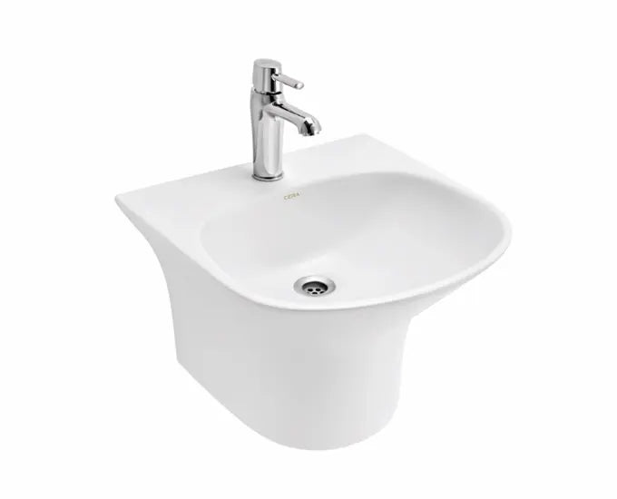 Cera S2010108 Cuddle 460x435 mm One Piece Wash Basin With Integrated Pedestal White Colour