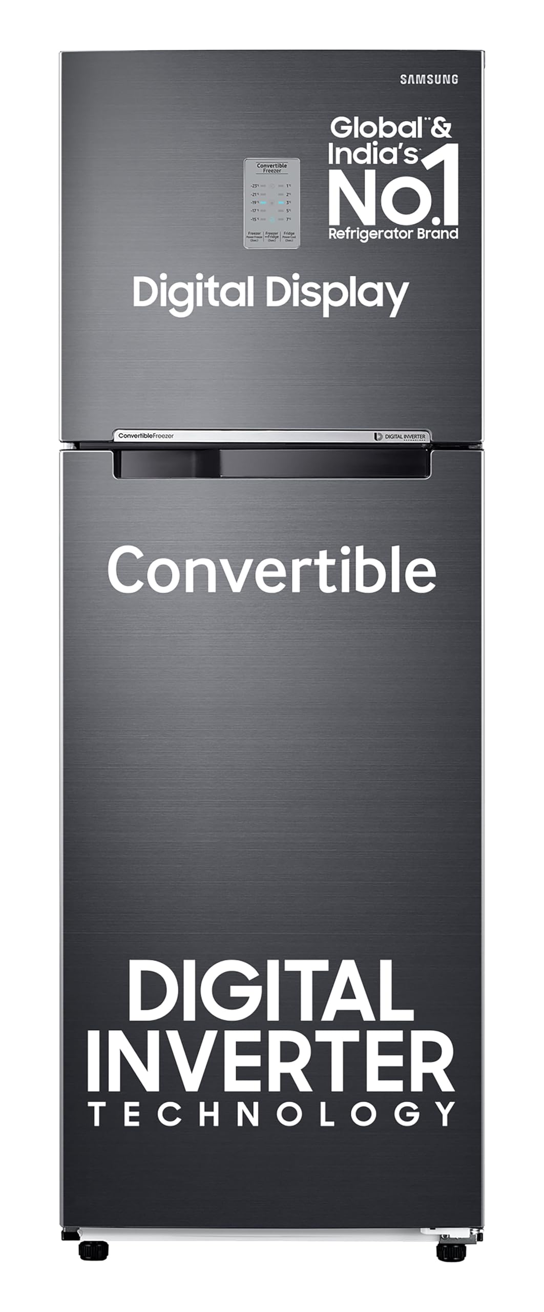 Samsung 256 L, 3 Star, Convertible, Digital Inverter with Display Frost Free Double Door Refrigerator (RT30C3733BX/HL, Luxe Black, 2024 Model)