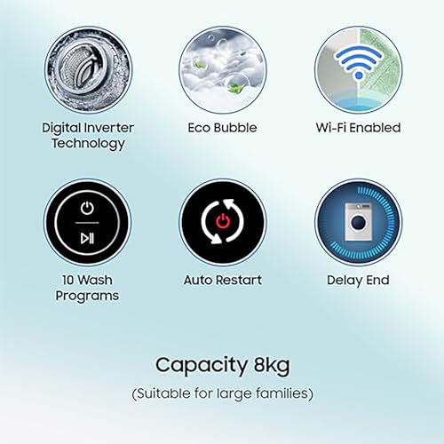 Samsung 8 kg, 5 star, Ecobubble, Super Speed, Wi-Fi, Digital Inverter, Fully-Automatic Top Load Washing Machine (WA80BG4546BDTL, Versailles Gray)