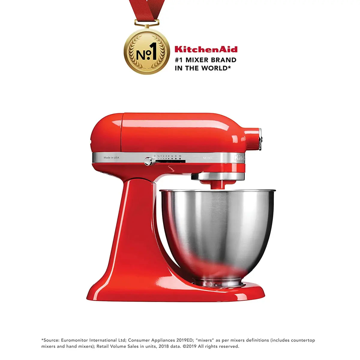 KitchenAid Artisan Mini 5KSM3311X 3.3-Litre Stand Mixer (Hot Sauce)