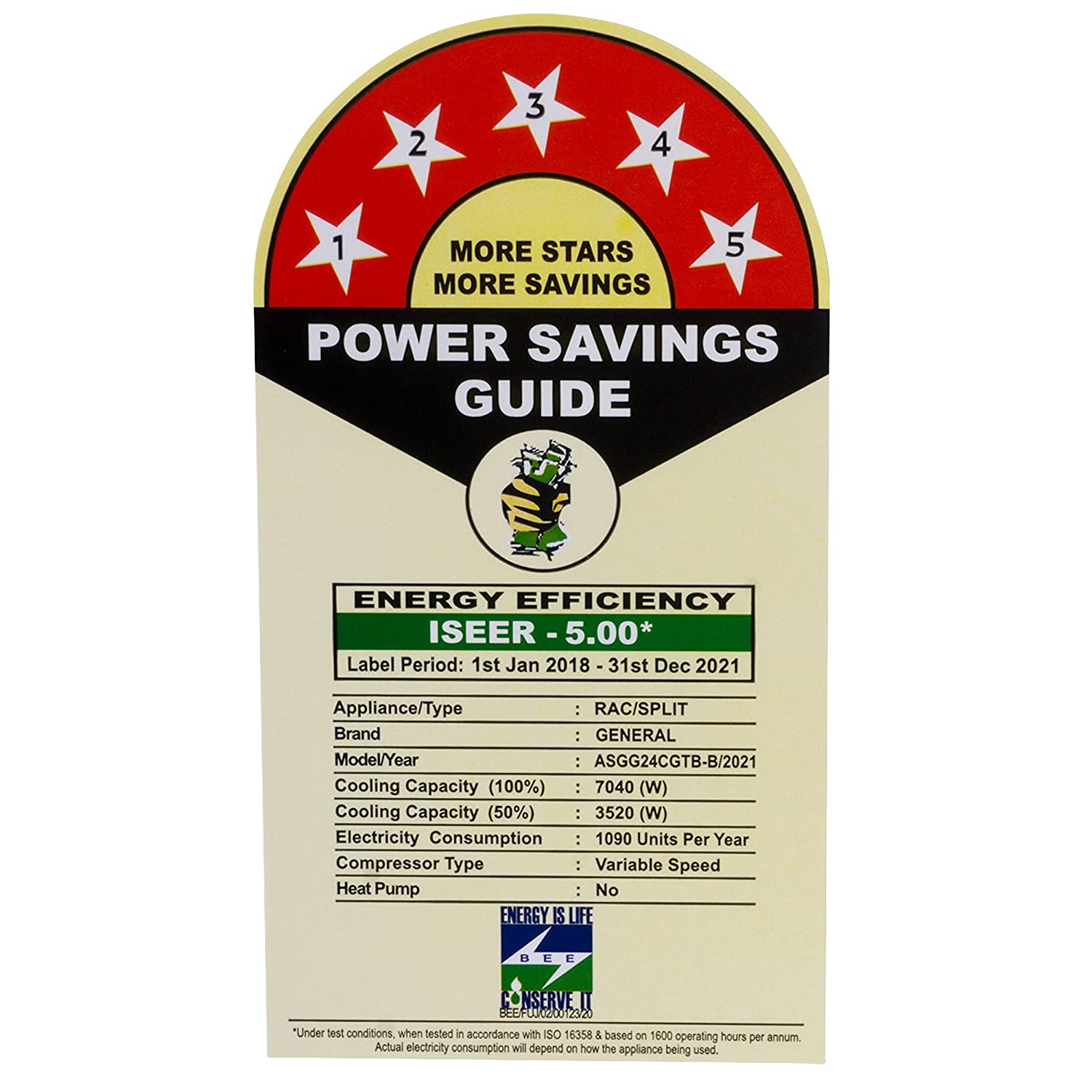 O General 2 Ton 5 Star Split AC ASGG24CGTB-B White