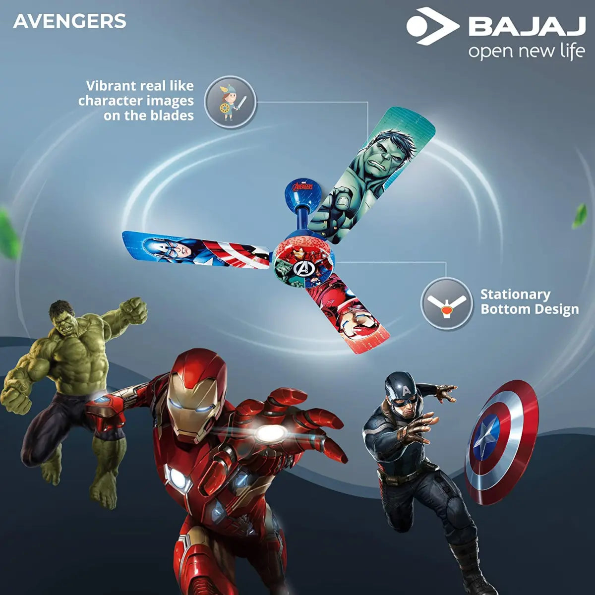Bajaj Disney Avengers 1200 mm Ceiling Fan, Multicolour