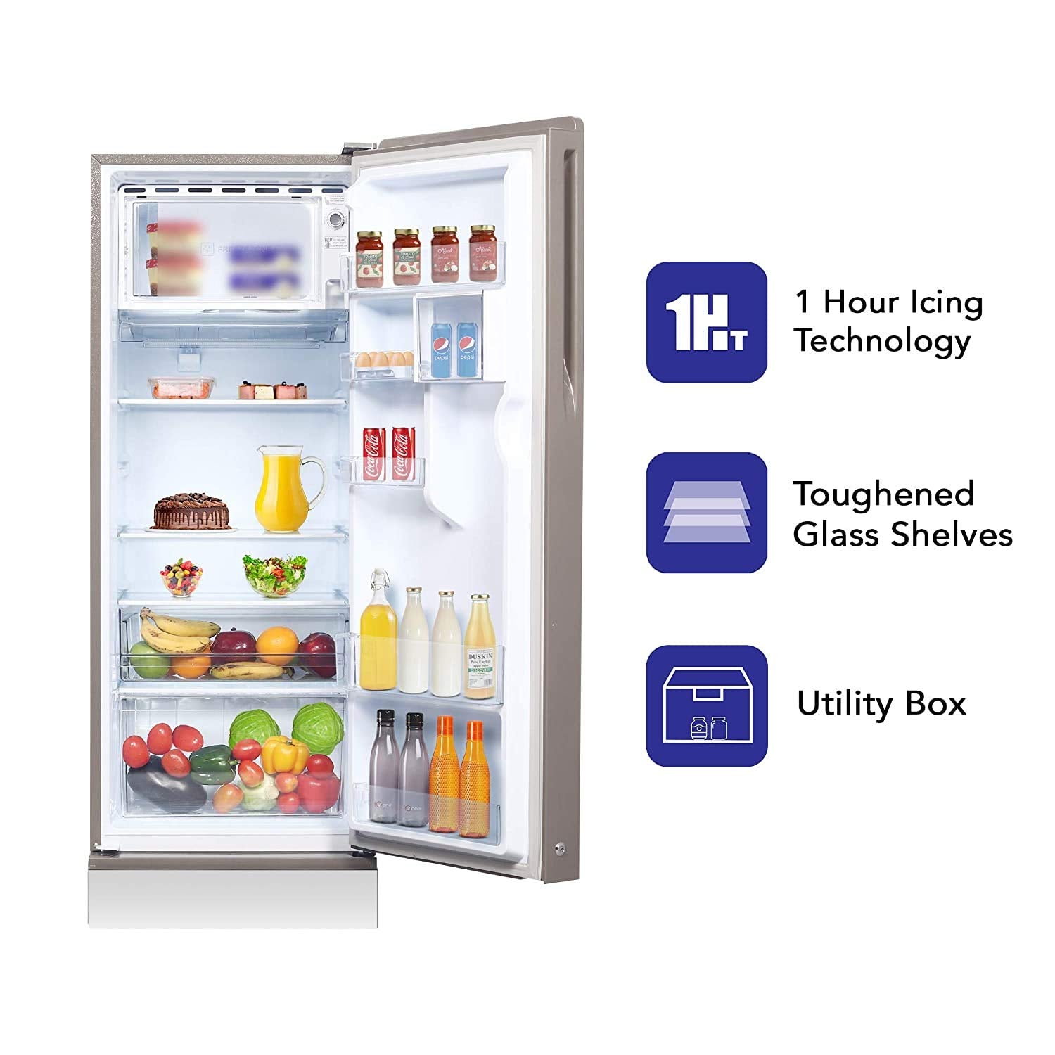 Haier 192 L 3 Star Single Door Refrigerator (HRD-1923PMG-E, Mirror Glass, Base stand)