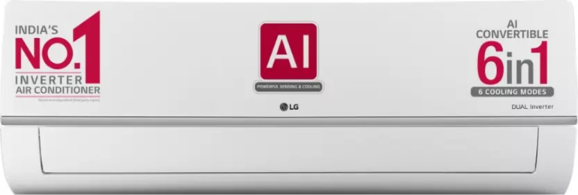 LG AI Convertible 6-in-1 Cooling 2023 Model 1.5 Ton 5 Star Split Inverter 4 Way Swing, HD Filter with Anti-Virus Protection AC - Silver Deco (RS-Q19RNZE, Copper Condenser)