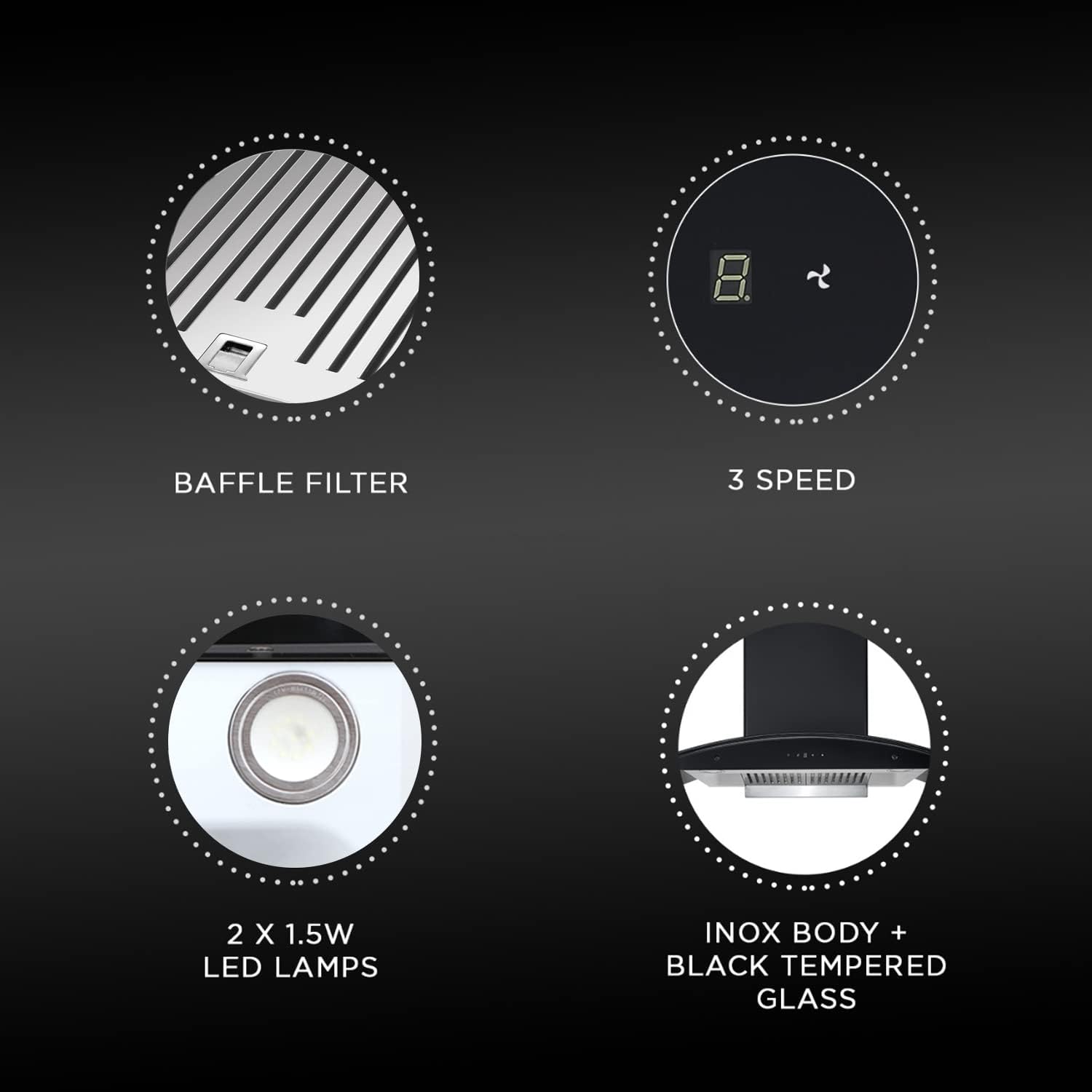 Carysil Sam 90 cm 1000 m3/hr Heat Auto Clean Chimney - Digital Display, TC, Angle filter system, BK, Oil Collector