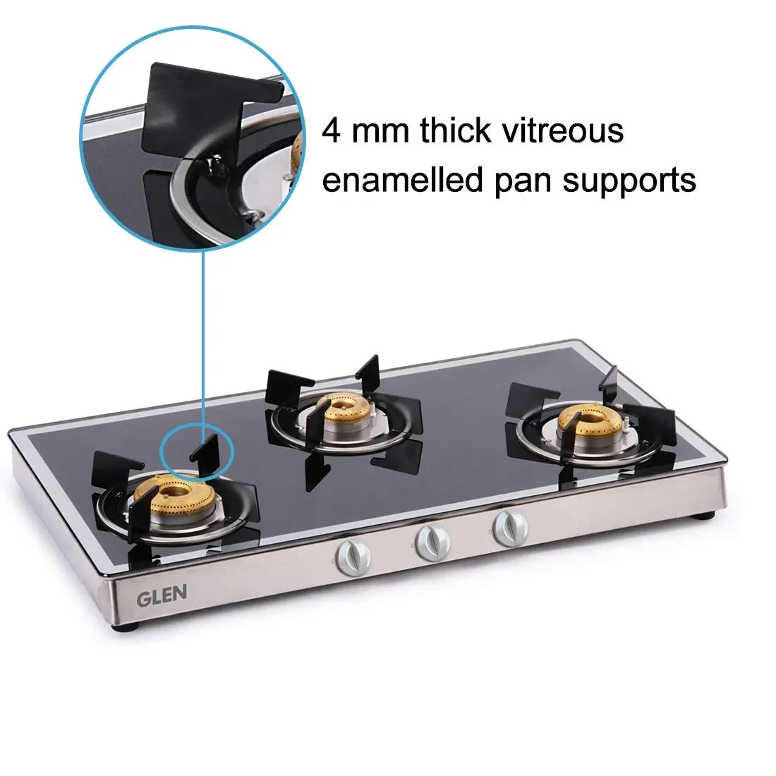 Glen GL 1038 GT Forged BB Mirror Manual Ignition Designer Glass Cooktop
