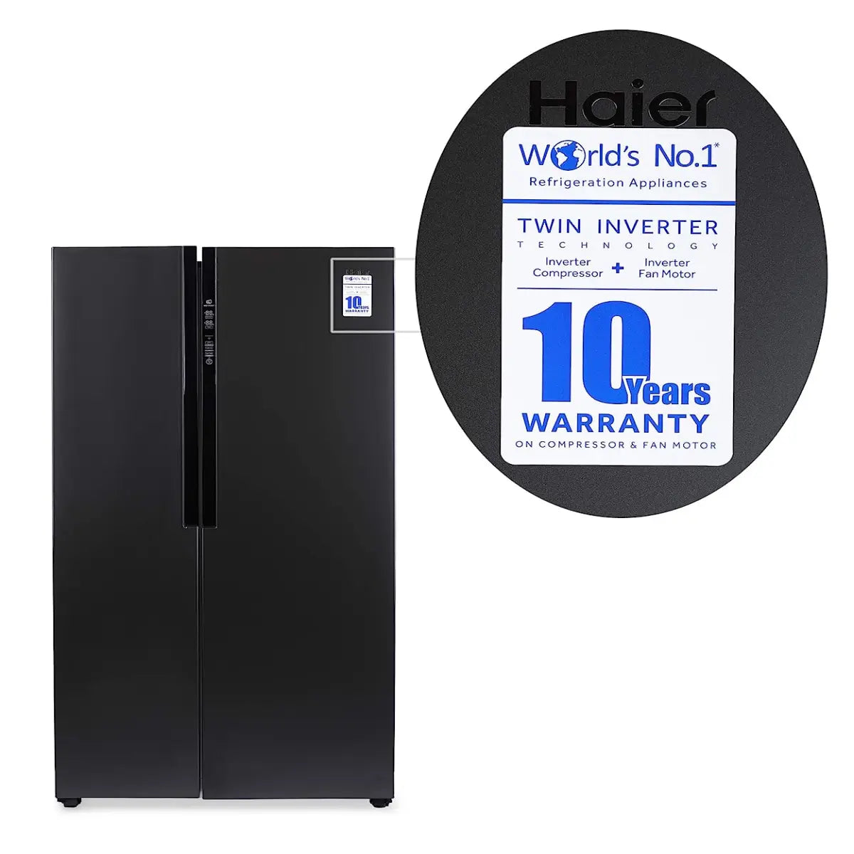 Haier 565 L Inverter Frost-Free Side-by-Side Refrigerator (HRF-619KS, Black Silver)