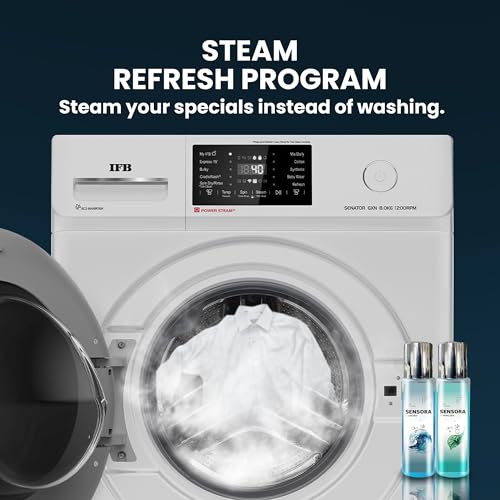 IFB 8 Kg 5 Star with 9 Swirl Wash, AI Powered, Wi-Fi, Fully Automatic Front Load Washing Machine (Senator GXN 8012, Steam Refresh Program with Eco Inverter, Grey)