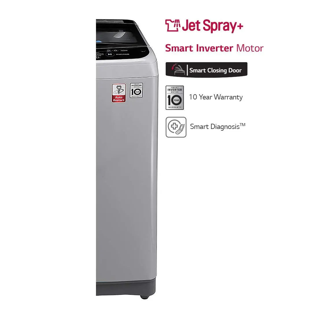 LG 10 Kg Inverter Fully-Automatic Top Loading Washing Machine (T2077NEDLG, Middle Free Silver)
