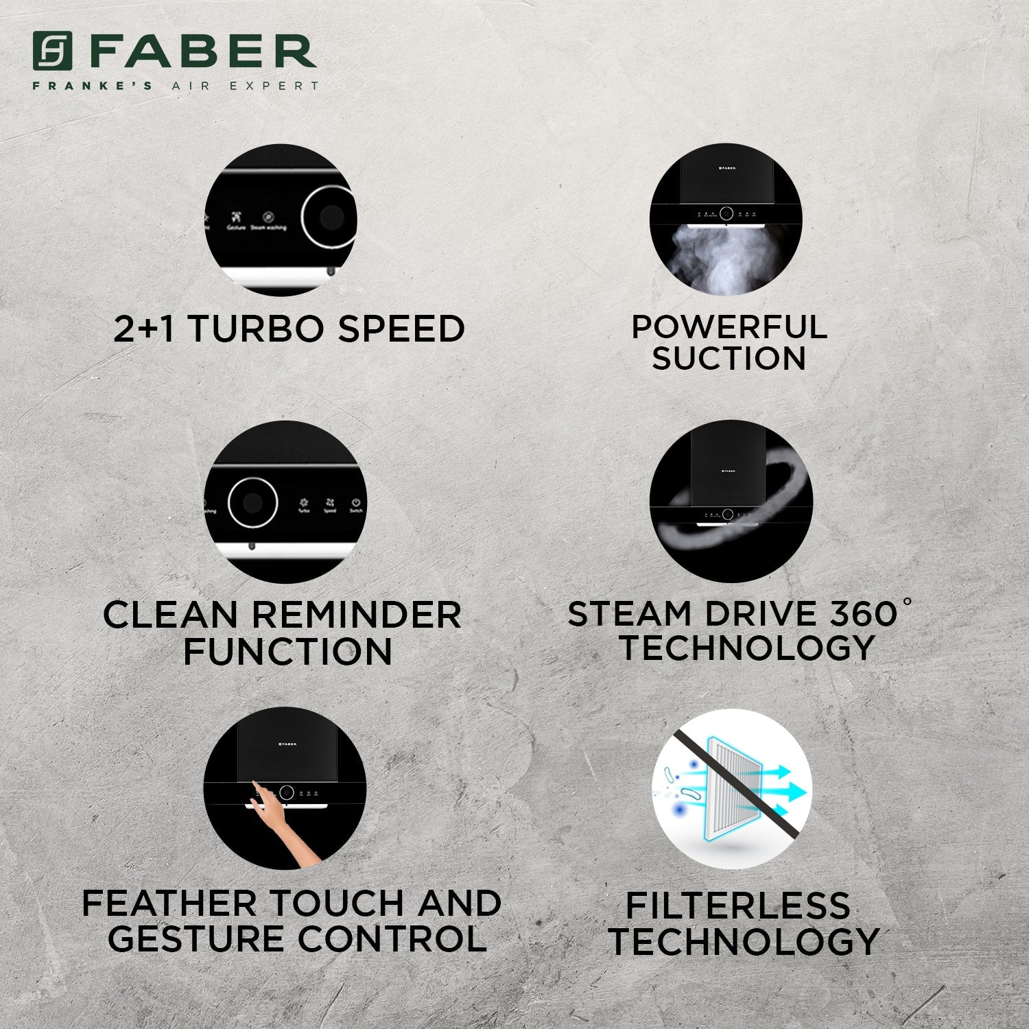 Faber chimney THUNDERBOLT FL SW SC 90 Cm Black Motion Sensor Control
