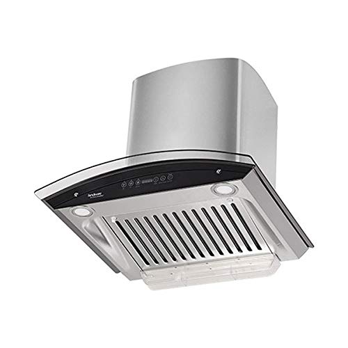 Hindware Oasis 60 Cm Wall Mounted Chimney For Kitchen, Auto Clean With Motion Sensor Control Black Hood 1200 M3/Hr (SS Baffle Filter, Touch Control)