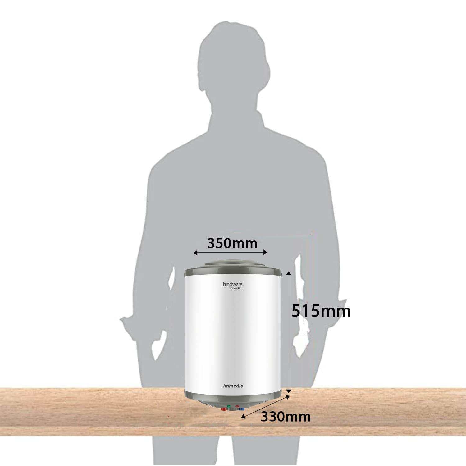 Hindware Atlantic Immedioâ  15L Water Heater, Wall Mounting, White & Grey