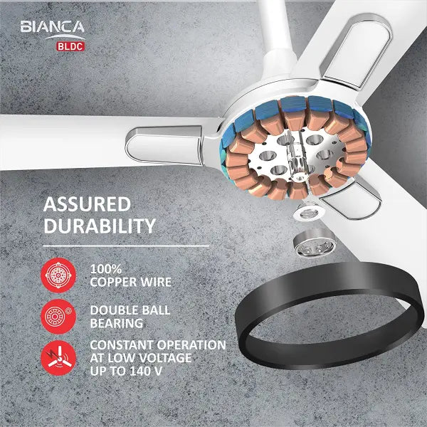 Havells Bianca 1200mm Energy Saving with Remote Control 5 Star Decorative BLDC Ceiling Fan Pearl White