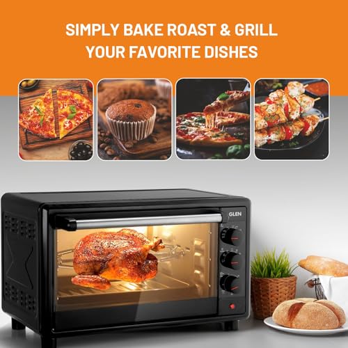 Glen Digital Oven Toaster Griller (OTG) - 25 Litres with Convection, Motorized Rotisserie 1700W - Black -SA5025RC