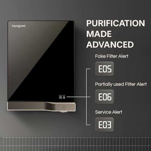 Aquaguard Slim Glass 9-Stage RO+UV Water Purifier | Toughened Glass Exterior (1st time ever) | Input & Output TDS Indicator | Slimmest RO Purifier | Active Copper Tech | Suitable for all Wate