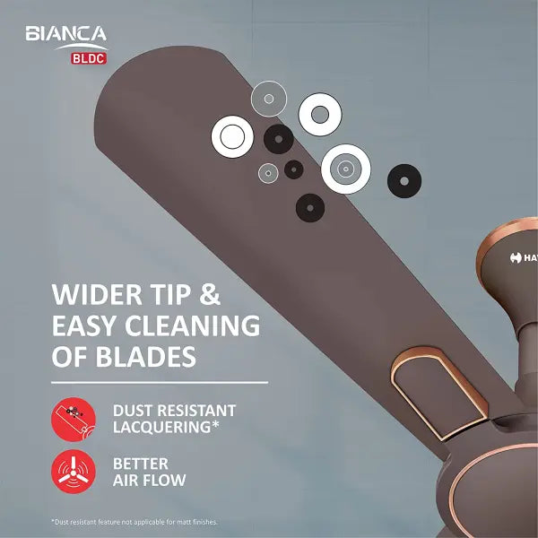 Havells Bianca 1200mm Energy Saving with Remote Control 5 Star Decorative BLDC Ceiling Fan Espresso Brown
