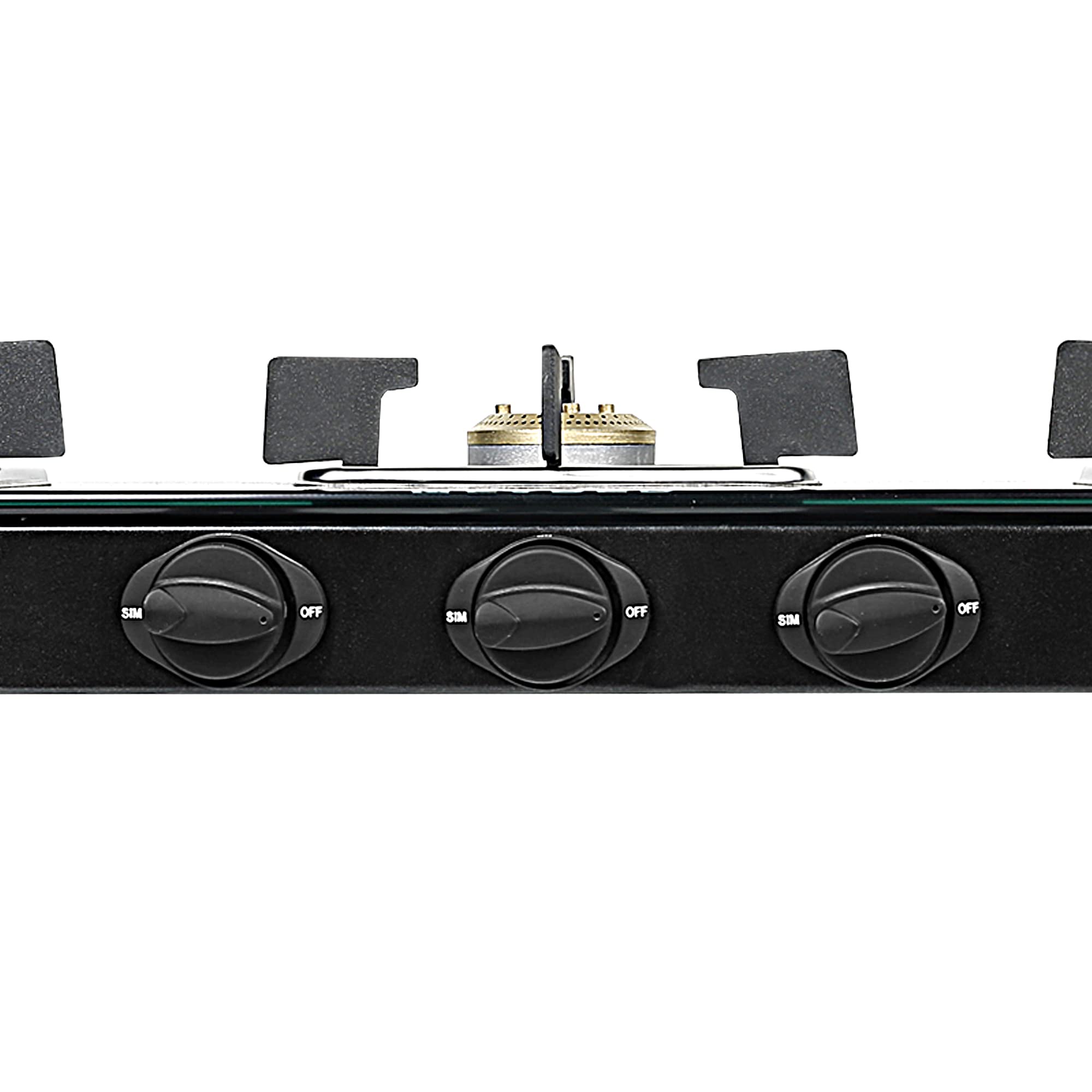 Faber Glass Top 3 Burner Gas Stove (Hob Cooktop Pearl 3BB BK) with Jumbo Burner, Diamond Coated Pan Support, Manual Ignition, Black