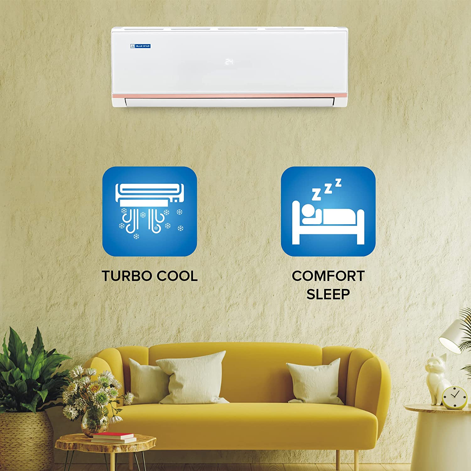 Blue Star 1.5 Ton 3 Star Fixed Speed Split AC (Copper, FA318PLU, 2022, White)