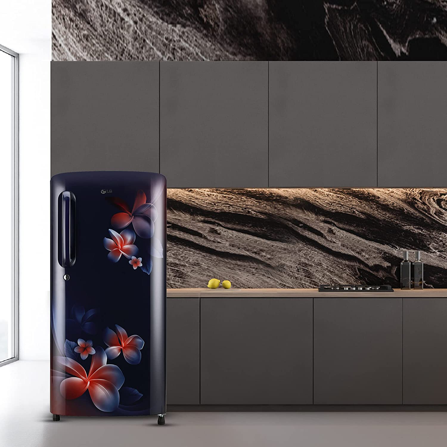 LG 185 L 3 Star Direct-Cool Single Door Refrigerator (GL-B201ABPD, Blue Plumeria, Moist 'N' Fresh, Gross Volume- 190 L)