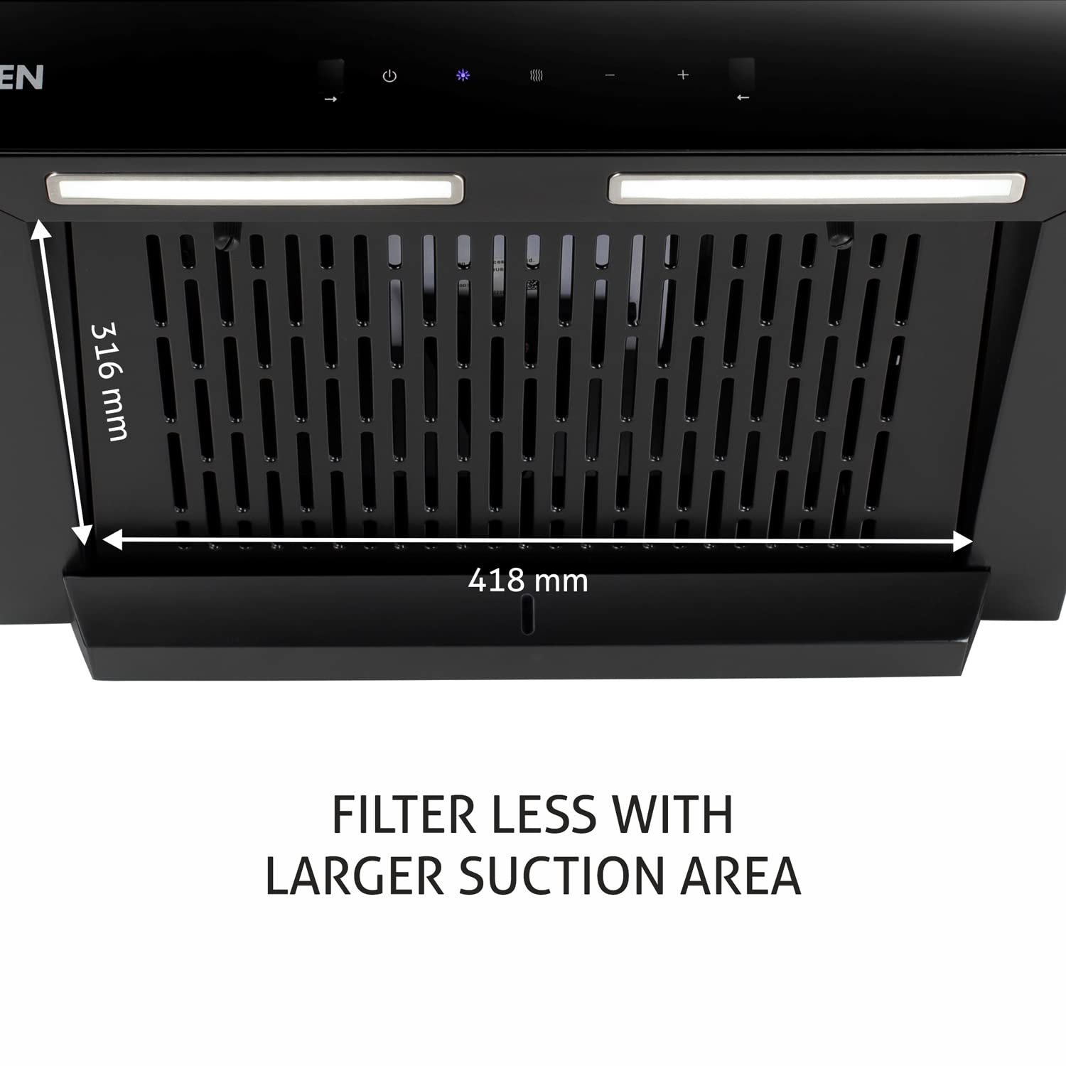 Glen Auto Clean Glass Filter less Kitchen Chimney 60cm, 1200 m3/h 6062 BL Auto Clean
