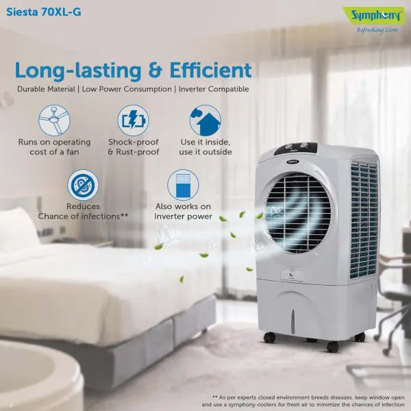 Symphony Siesta 70 XL Desert Air Cooler (70L, Grey)
