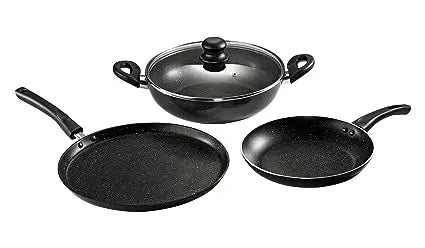 Butterfly Granza Aluminium Cookware Set, 3-Pieces, Black
