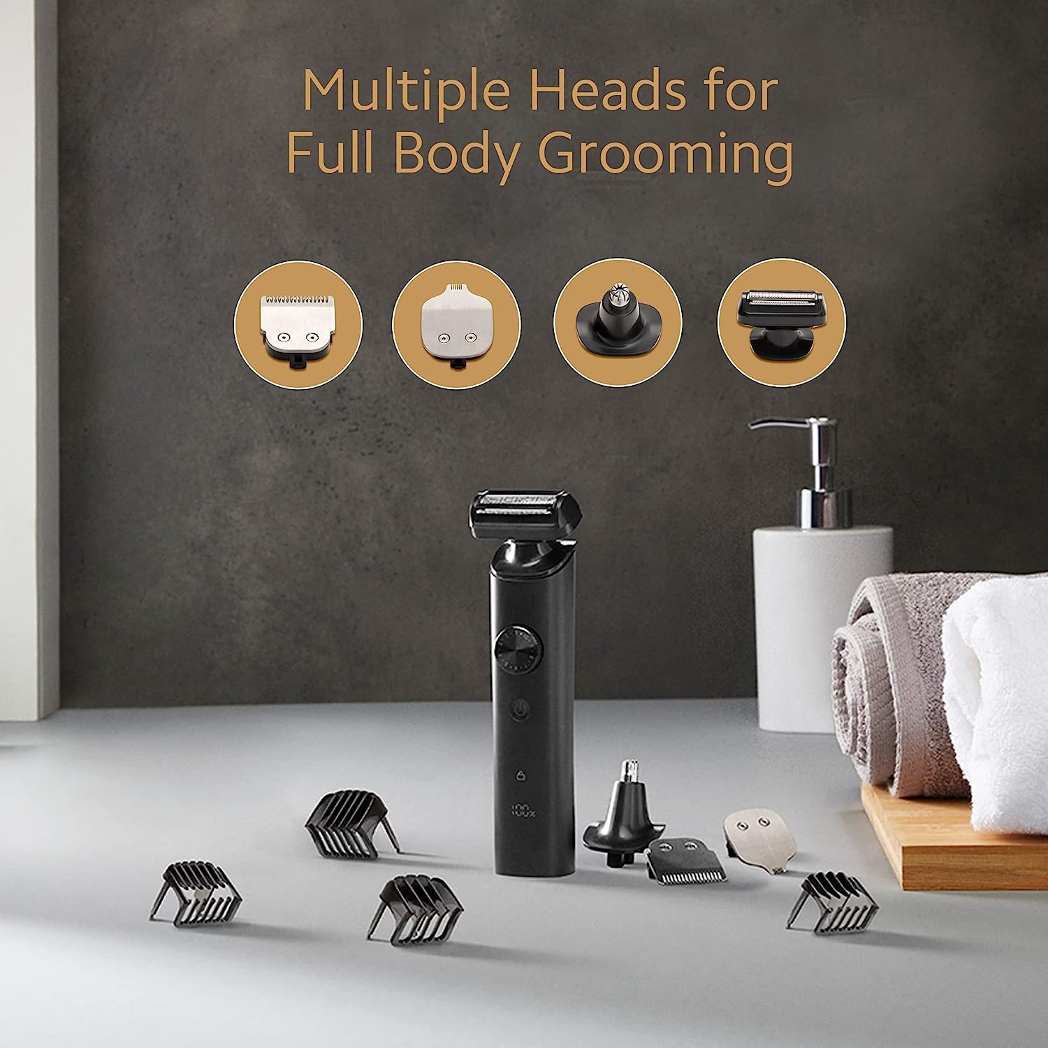 Mi Grooming Kit Pro, Face, Hair, Body - Everything-in-One Professional Styling Trimmer, Body Grooming, Nose & Ear Hair Trimming, Hair Clippers, Beard Combs, Quick Charge and 90 Mins Run Time, Black