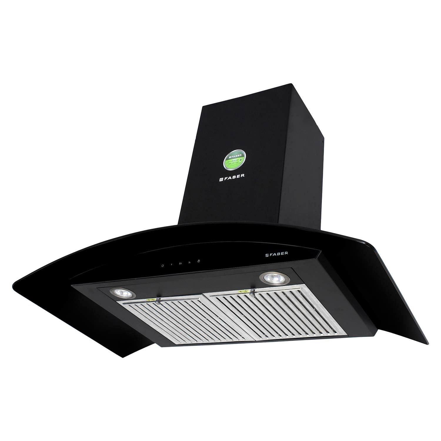 Faber 90 cm 1350 m/HR Curved Glass Kitchen Chimney (Hood FEEL 3D PLUS MAX T2S2 BK TC 90 Black)
