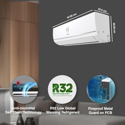 Godrej 1.5 Ton 3 Star, 5-in-1 Convertible Cooling, Inverter Split AC (Copper, Heavy-Duty Cooling at 52 Deg Celcius, 2023 Model, AC 1.5T EI 18TINV3R32 WWD, White)