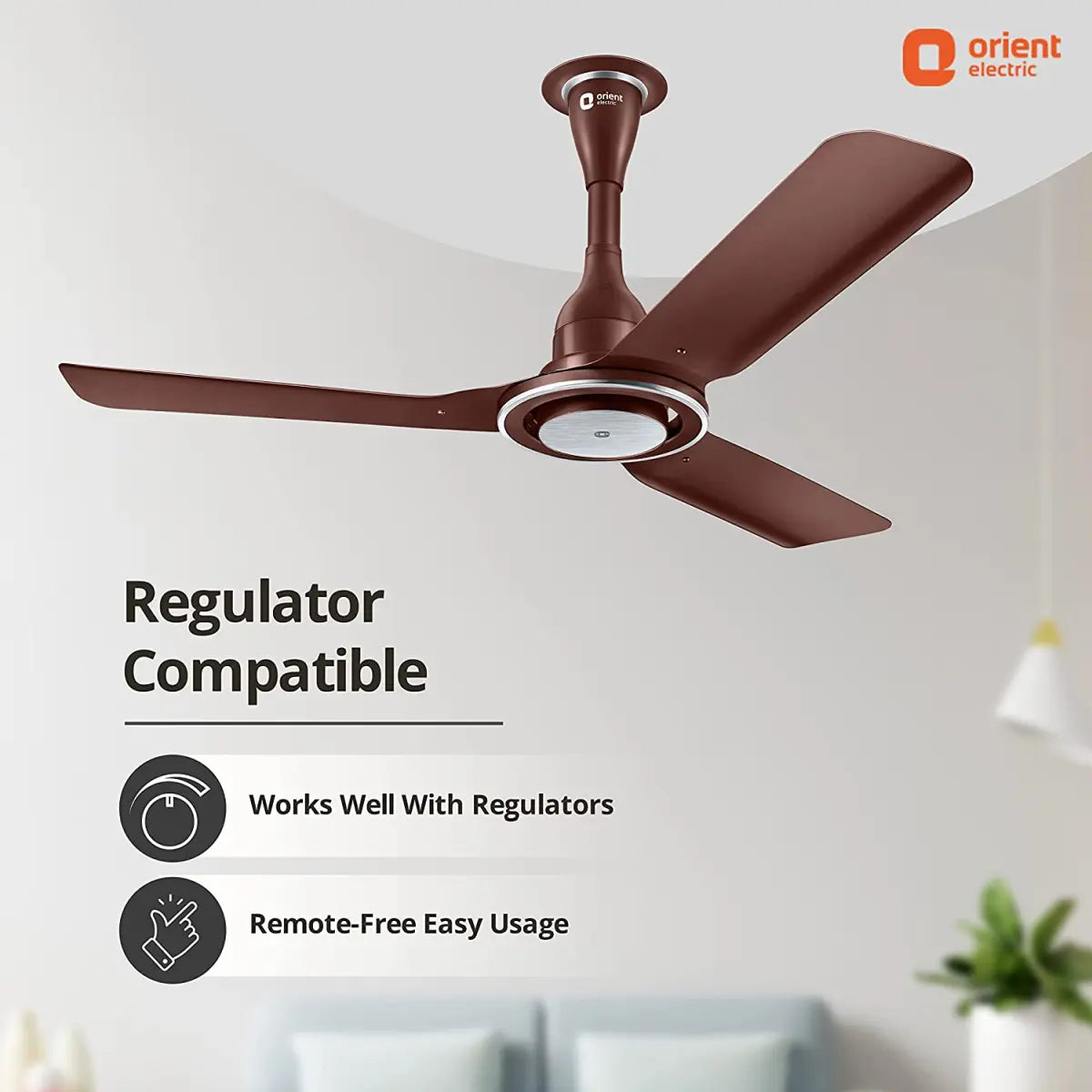 Orient Electric I Float 1200mm 32W Intelligent BLDC Ceiling Fan for Home  BLDC Ceiling Fan  (Brown)