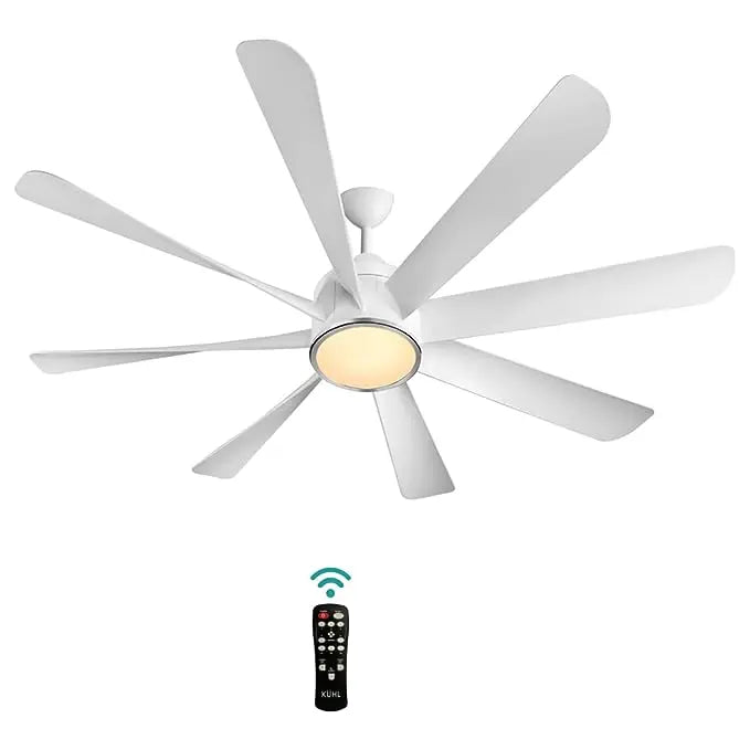 KUHL Platin D8 Stylish BLDC Fan |Low Power 38W|High Air Flow | |Operate Via Remote-Mobile-Alexa | Reverse Mode |5-Star Rated | White