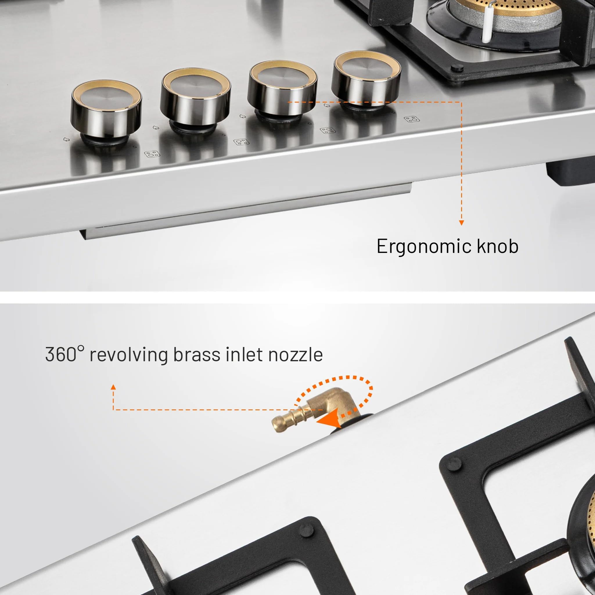 Glen 4 Burner Ultra Tuff Free Standing Hob with Forged Brass Burners Auto Ignition (BH1074SQFSUTSSAI)