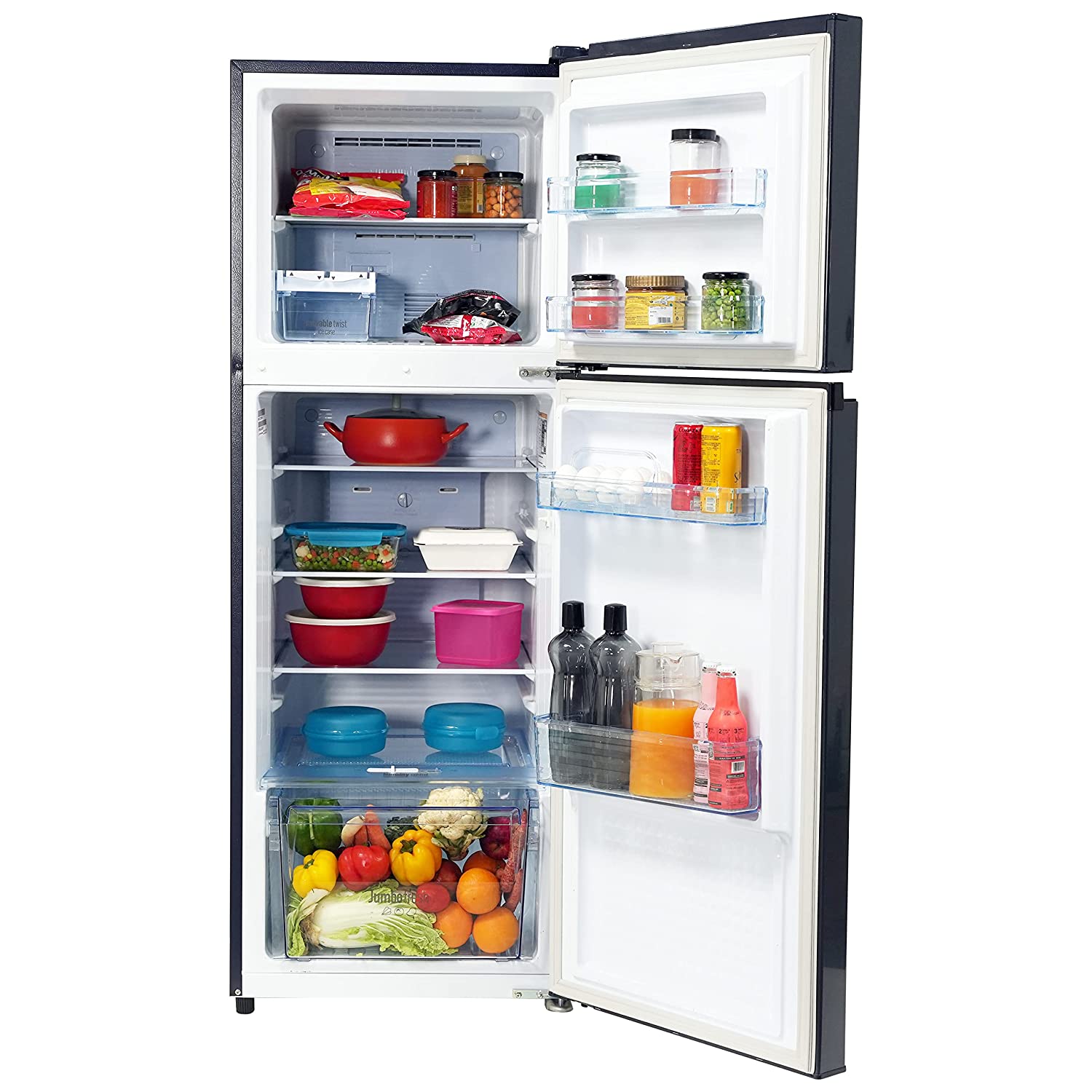 Panasonic 260 L Double Door 3 Star AI Enabled Inverter Technology Frost Free Refrigerator (NR-TH272CPAN, Ocean Blue, Jumbo Fresh Vegetable Basket,2023 Model, Net Capacity 237L)