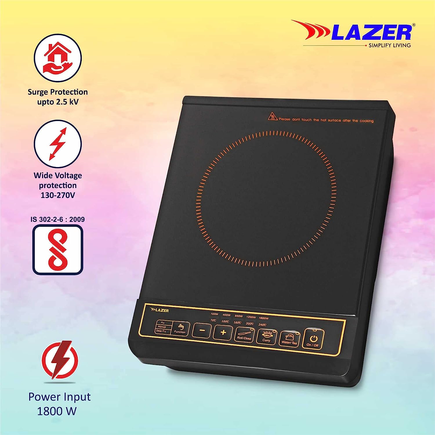 Lazer Topaz 1800w Glass Induction Cooktop With Auto Power Saving Mode(Black)