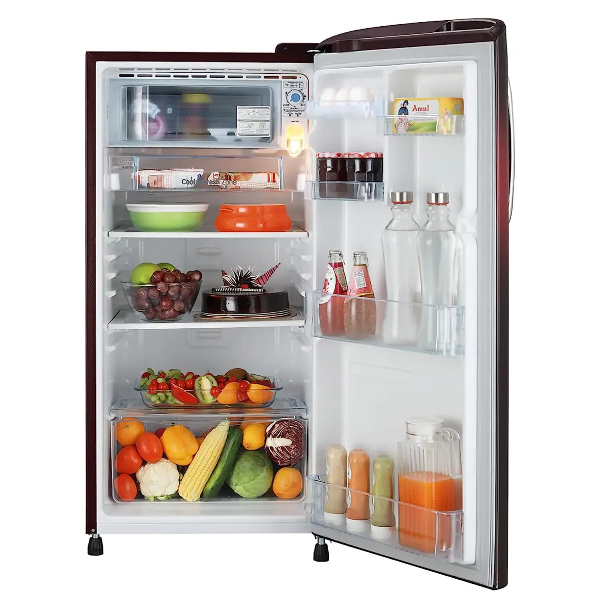 LG 185 L 3 Star Direct-Cool Single Door Refrigerator (GL-B201ASPD, Scarlet Plumeria, Moist 'N' Fresh, Gross Volume- 190 L)