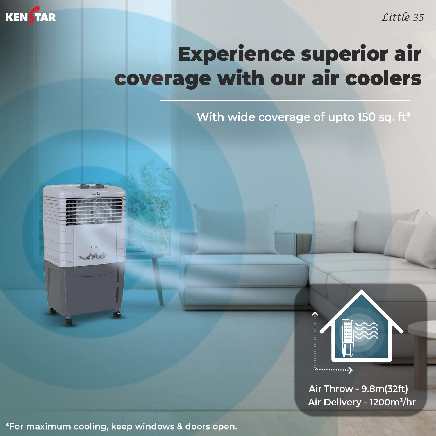 Kenstar LITTLE HC 35 Personal Desert Air Water Cooler GREY