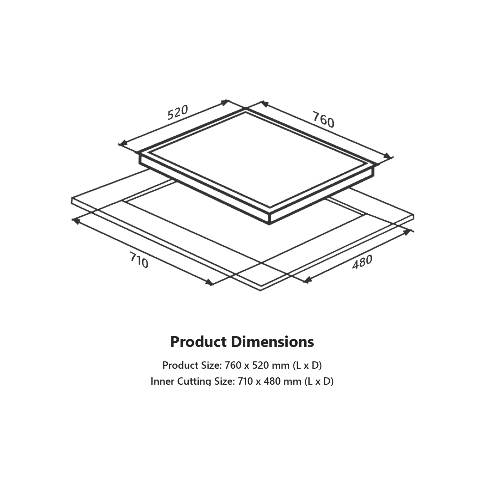 Kaff MFBX 763-3 Full Brass Burners Built-in Hob with Square Drip Tray (Black Shiny)