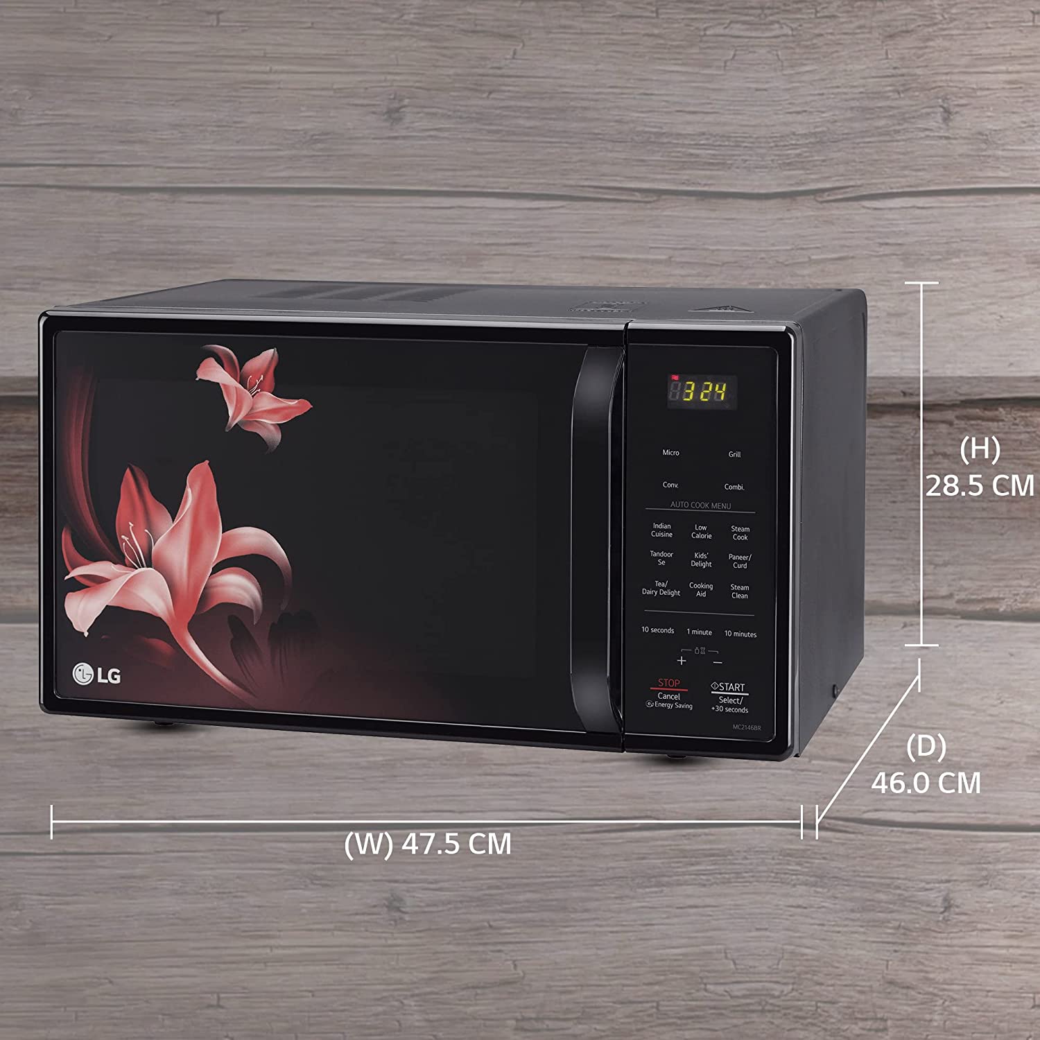 LG MC2146BR 21L Convection Microwave Oven: Black Diet Fry Feature