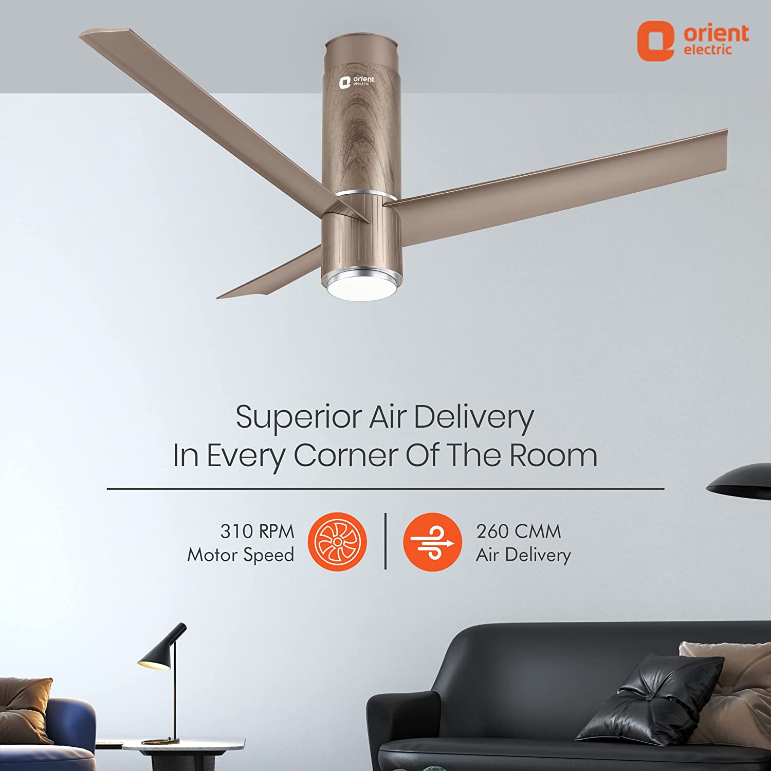 Orient Electric 1200mm BLDC Motor Fan Under light Brown