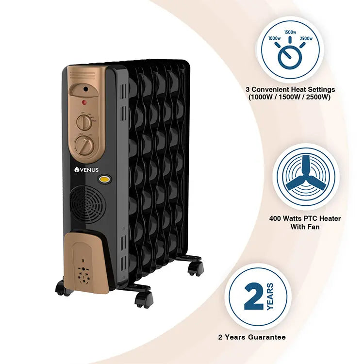 Venus 11 Fin Oil Filled Radiator Room Heater(Black)