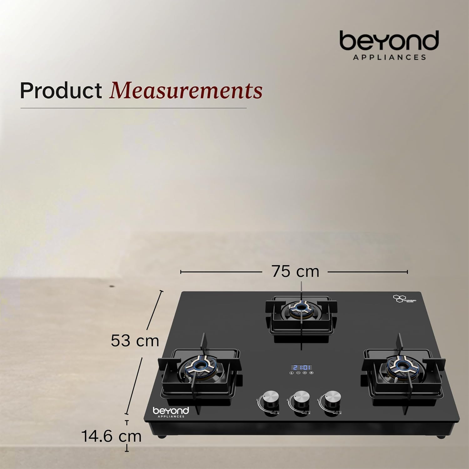 Beyond Appliances Solaria 3 Gas Stove Auto Ignition 3 Brass Burners