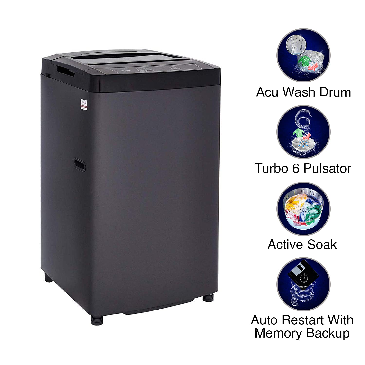 Godrej 6 Kg 5 Star Fully-Automatic Top Loading Washing Machine (WTEON 600 5.0 A GPGR, Graphite Grey)