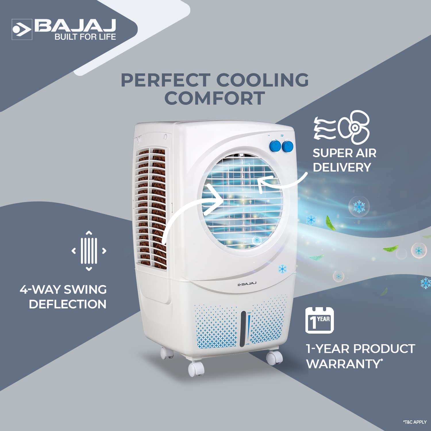 Bajaj PX 97 Torque New PMH 36L Personal Air Cooler White