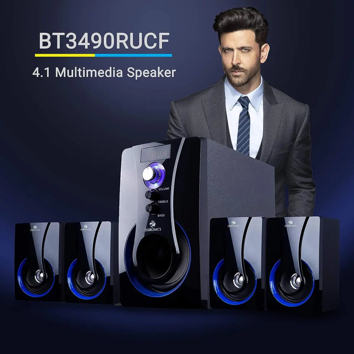 ZEBRONICS BT3490RUCF Wireless Bluetooth Multimedia Speaker With Supporting SD Card, USB, AUX, FM & Remote Control. (70 Watt, 4.1 Channel)