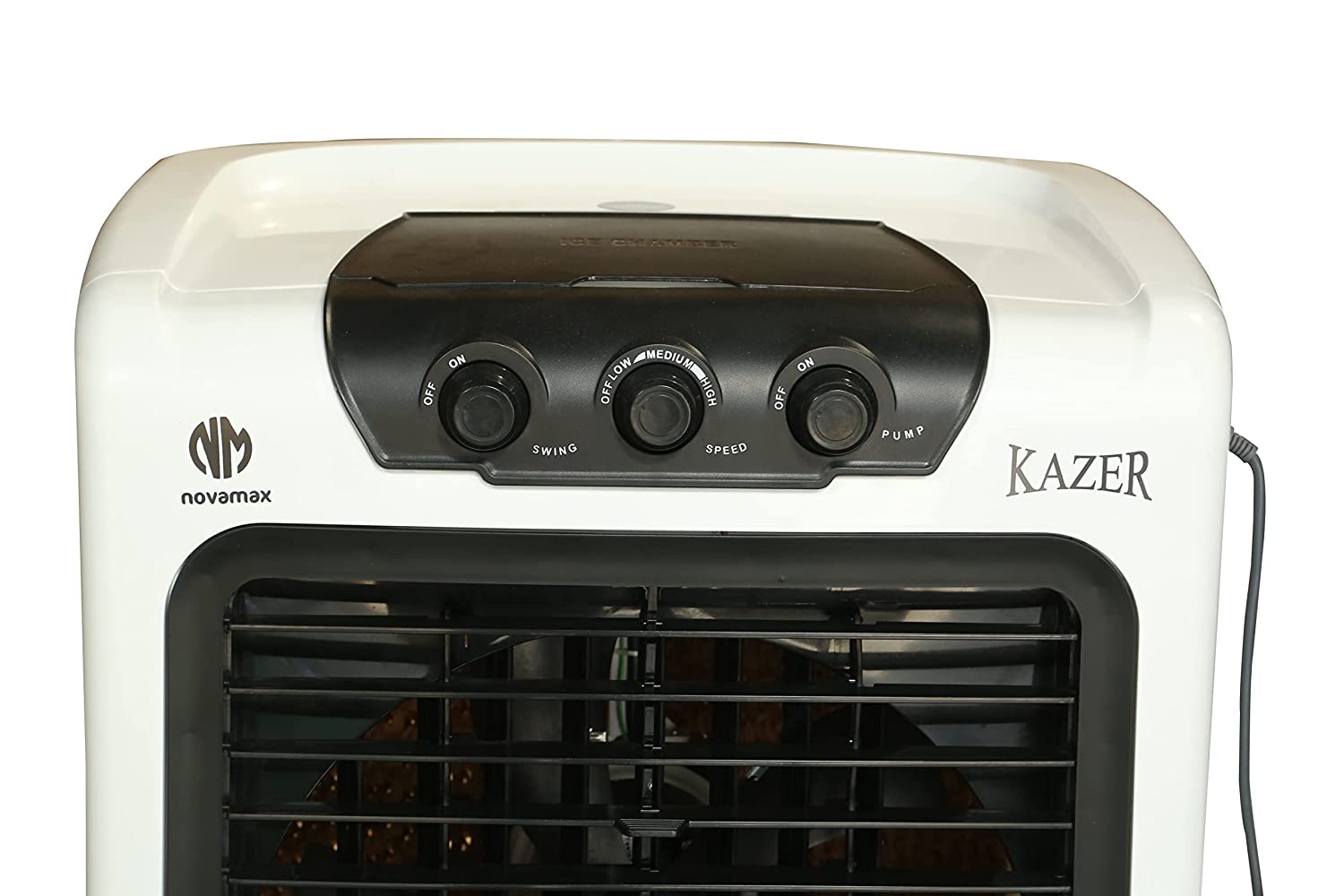 Novamax Kazer 80 L Desert Air Cooler With High Density Honeycomb Cooling Pads, 4-Way Air Deflection, Powerful Air Throw & Ice Chamber (White,Black)